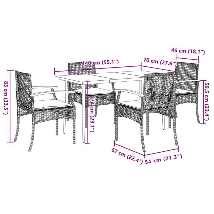 VidaXL 5-Piece Garden Dining Set with Cushions, Patio Table and Chair, Patio Furniture, Outdoor Furniture, 3213612