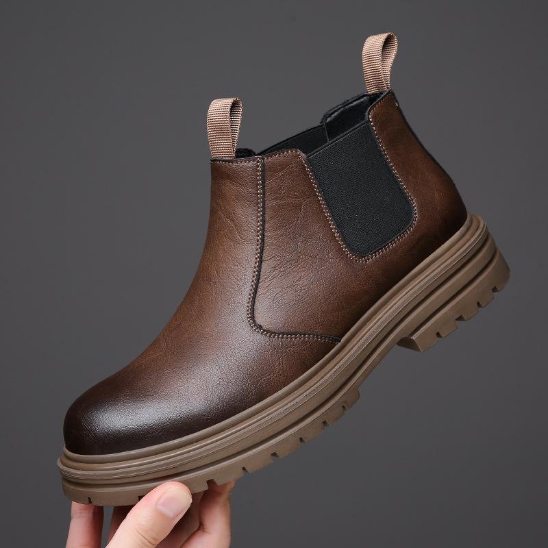 Fashion Autumn Winter Chelsea Boots for Men Fashion Casual English Style High Top Leather Platform Shoes Male Designer Ankle Boots Men
