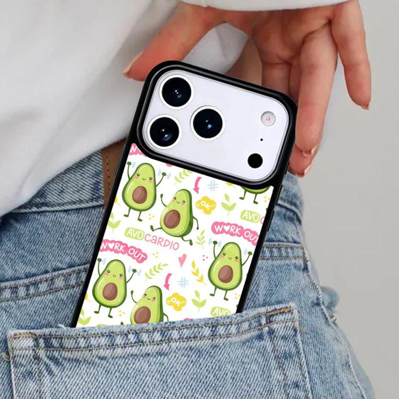 cute cartoon Avocado Fitness Phone Case for iPhone 16e 15 14 13 12 17 Pro Max Plus Air 17pro Cover Coque