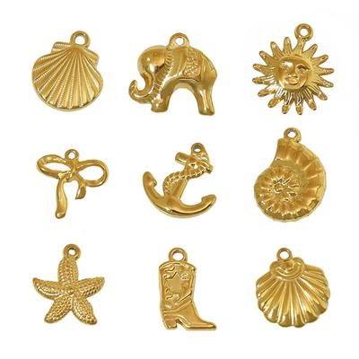 Edelstahl Meeresleben Seestern Muschel Schleife Kreuz DIY Anhänger Einzelner Anhänger Halskette Schmuck Zubehör