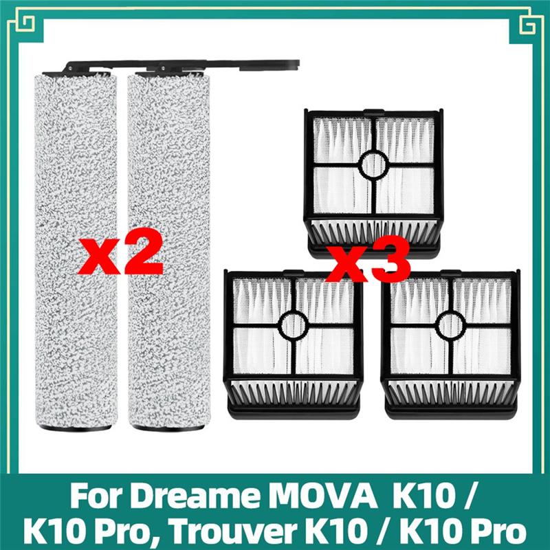 A78E-Roller Replacement Kit For MOVA K10/K10 Pro, Trouver K10/K10 Pro Vacuum Cleaner- Main Brush HEPA Filter Included