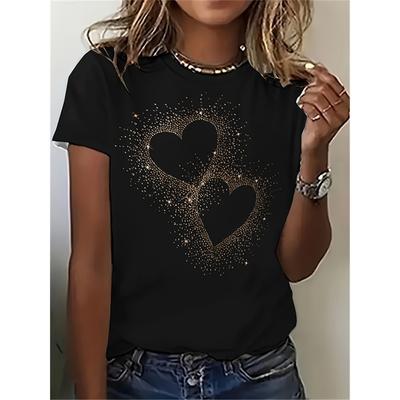 New Women T Shirts Casual Summer Short Sleeve O-Neck Girls Tops Tees Pullovers Streetwear Loose 3D Love Animal Print T Shirts