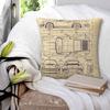 Blaupause Quadratisches Kissenbezug Kissenhülle Polyester Kissen Dekoration Komfort Wurfkissen für Zuhause Wohnzimmer