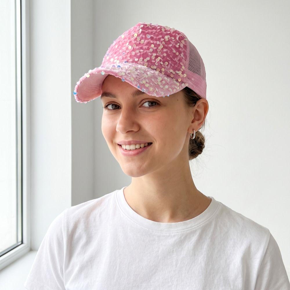 Shiny Sequins Baseball Cap Blingbling Sun Hat Simple Sequin Baseball Hat  Street Dance