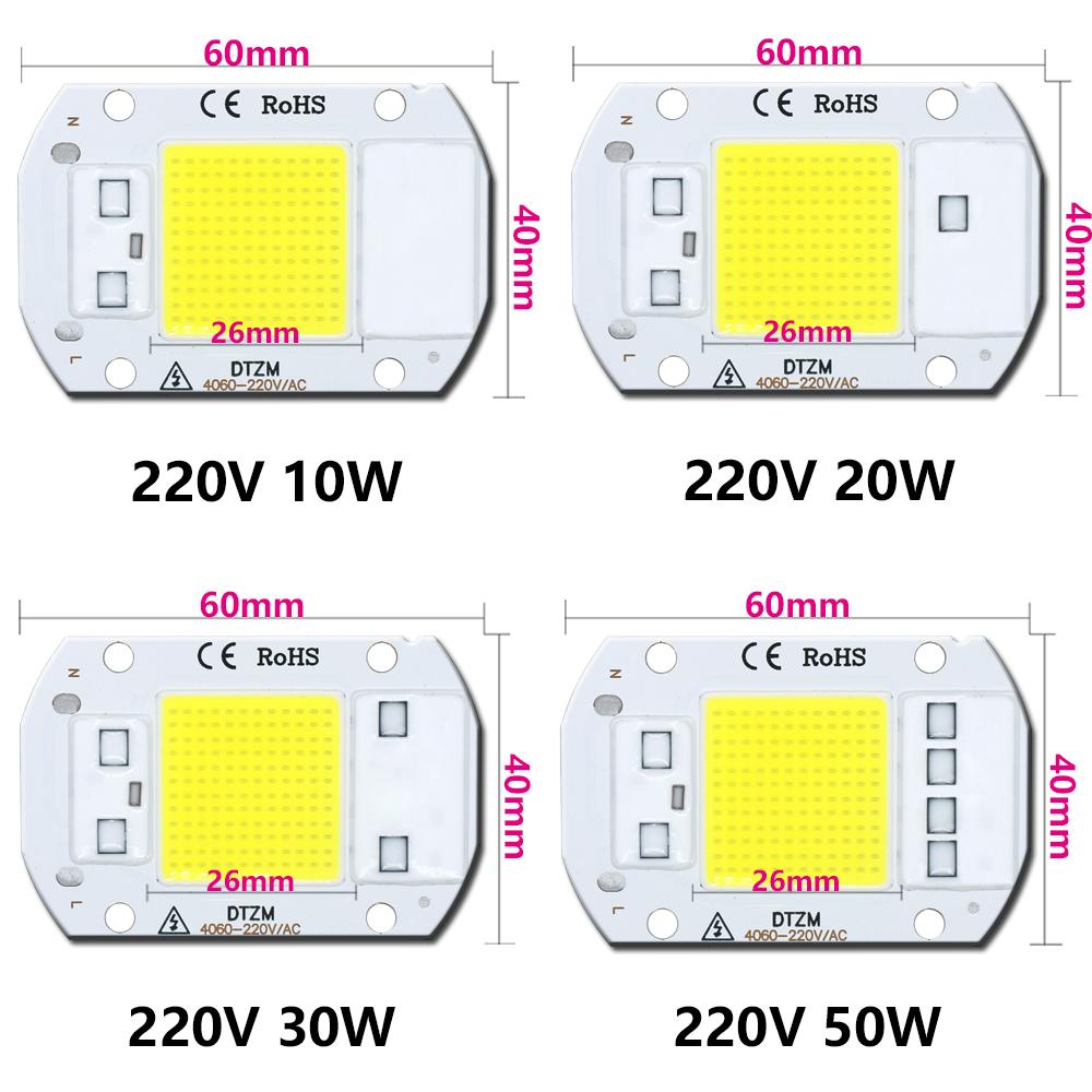 

Светодиодный чип COB 50 Вт светодиодная лампа Высокомощный светодиод 220 В 10 Вт 20 Вт 30 Вт 5 Вт лампочки Лампа 220 В Светодиодная матрица Для Наружного прожектора точечного света 50W