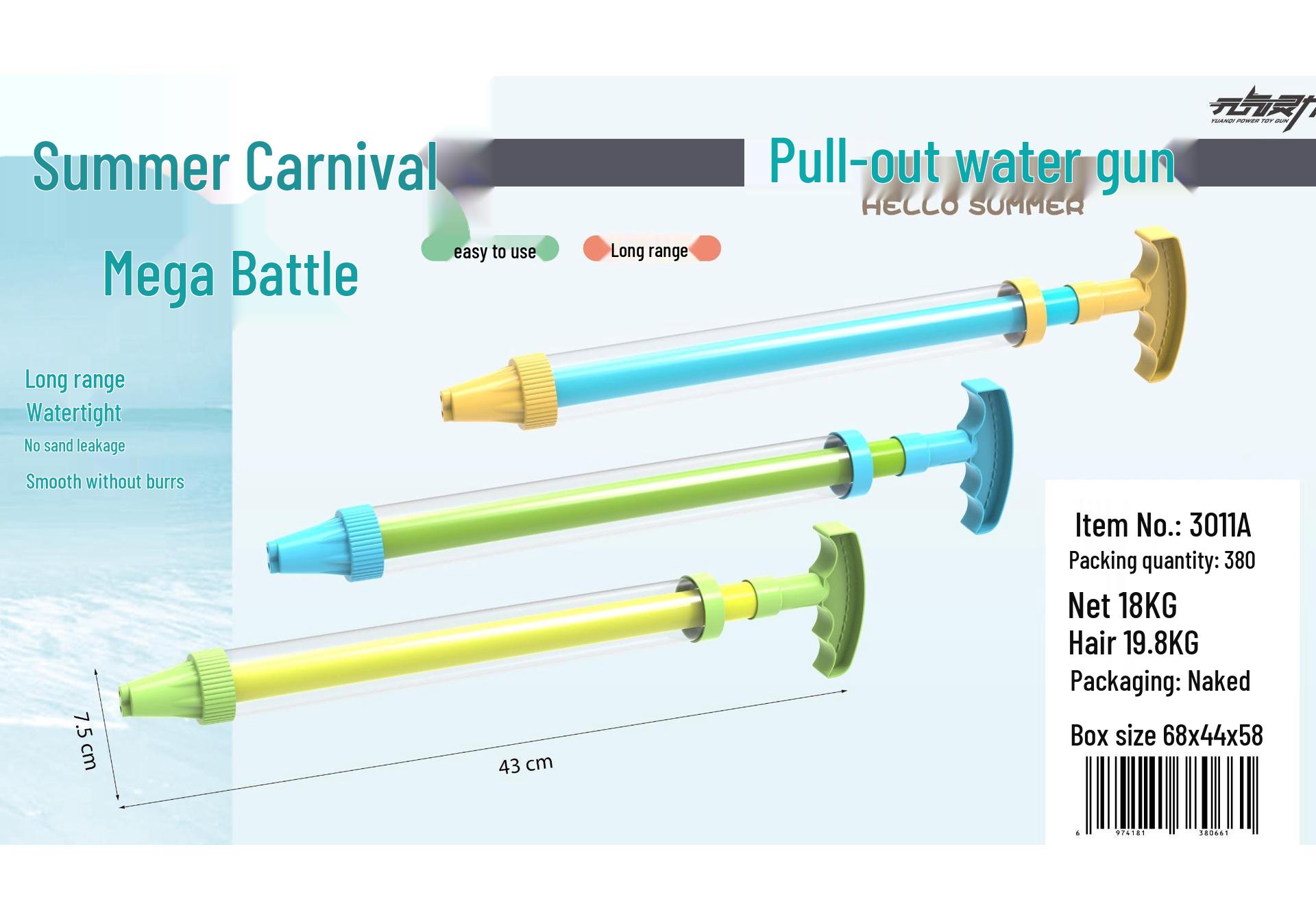 Gatling-Style Large Pull-Out Water Gun Toy for Kids Water Play