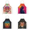 Kook Schort Keuken Schort Ouder-kind schort Leeuw Tijger Print mouwloos linnen heren en dames thuis schoonmaken