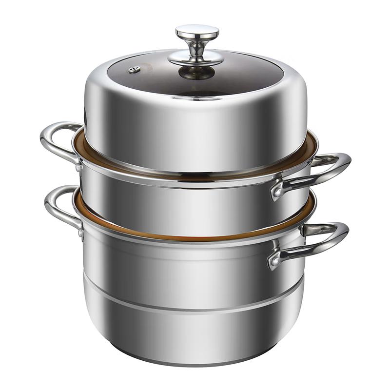 BSK 304 Stainless Steel 3-Layer Steamer & Soup Pot