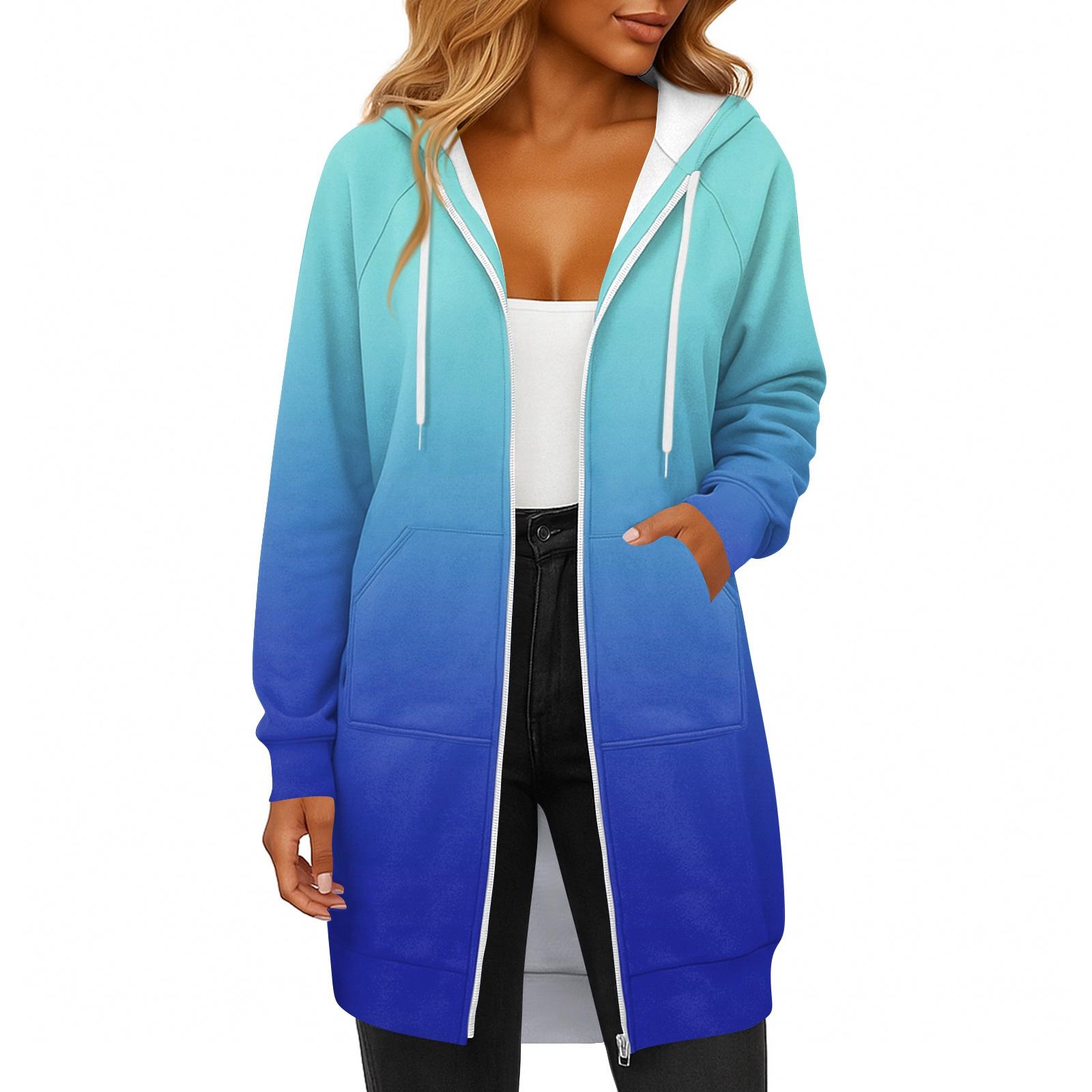 

Женская модная толстовка с длинными рукавами, принтом, капюшоном на кулиске, карманом на молнии, длинная, повседневная XXL