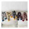 Korean Style Children's Vertical Striped Scarf, Stylish Wool Ball Warm Scarf for Boys and Girls Daily Wear Small Scarf