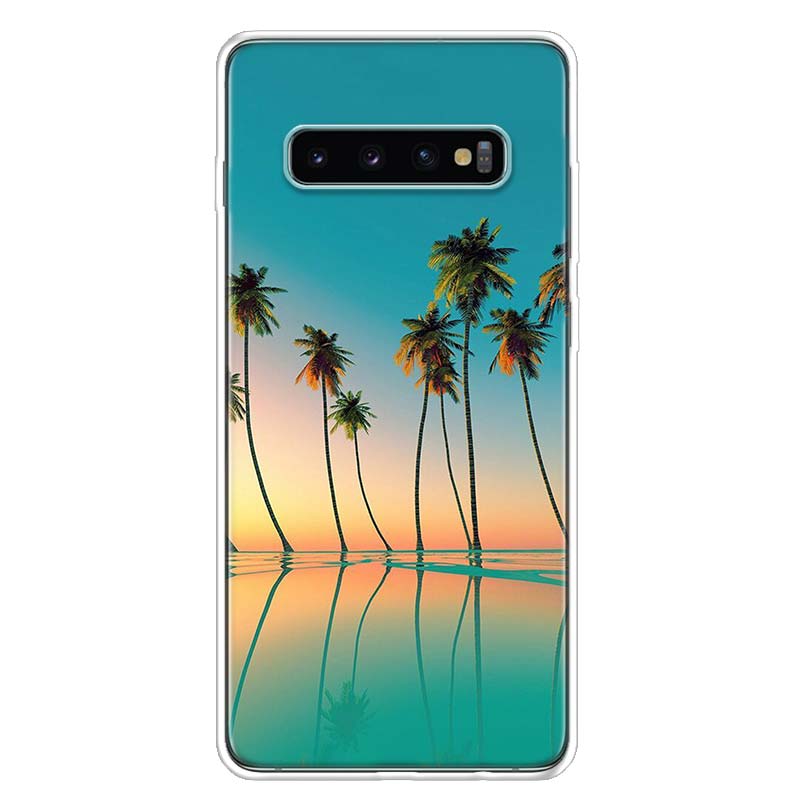 Sea Tropical Palm Trees Beach Phone Case Cover For Samsung Galaxy A12 A22 A32 A52 A72 A02S A51 A50S A31 A20S A10S Note 20 Ultra