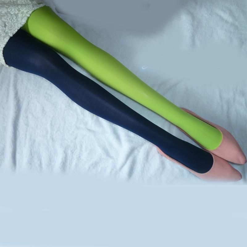 Two Tone Candy Colored Contrast Tights Stockings Open Crotch Designs Asymmetrical Multicolor Pantyhose Hosiery for Women