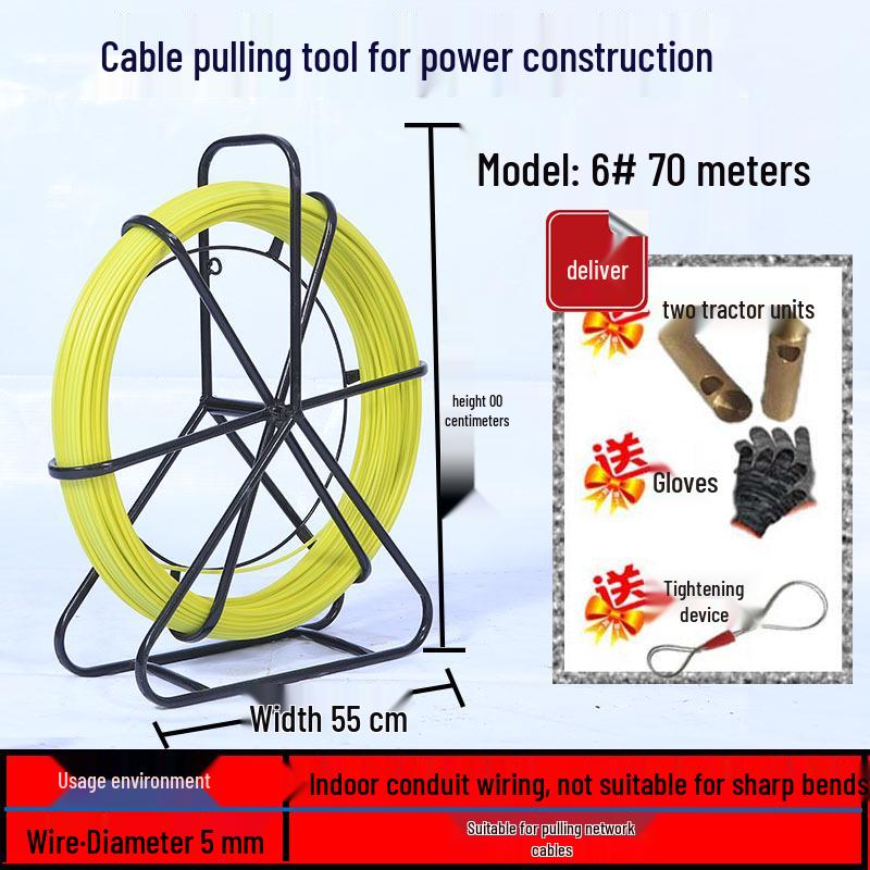 100m Fiberglass Wire Puller for Electrical, Fiber Optic, & Network Cables
