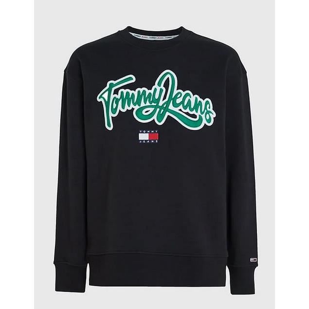 SWEAT - TOMMY JEANS - Homme - college pop - Noir / Vert - Manches longues