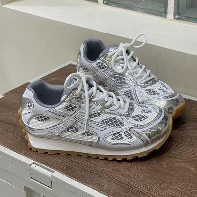 Wang Yibo & Zhou Yutong Style: Women's Autumn Mesh Sneakers, Thick-Soled Height-Boosting Dad Shoes In Genuine Leather.