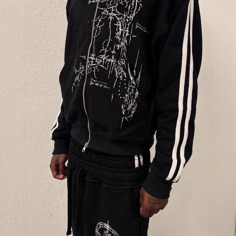 Y2K Goth Punk Zip-Up Hoodie Unisex Streetwear Oversized Cotton Sweatshirt Teens Adults