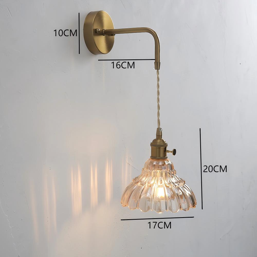 Japanese Retro Floral Glass Wall Lamps Modern Simple Bedroom Study Bedside Lamp for Led Mirror Light with Adjustable Wall Sconce