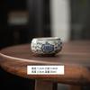 Ru kiln twisted branch lotus hand grab pot cover bowl teacup single high-end retro blue and white tea with lid ceramic kung fu tea set