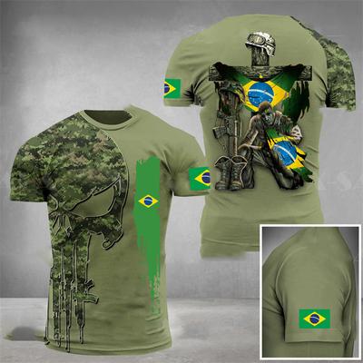 2023 Brasilien Herr T-shirts Veteraner Nationalflagga Toppar Sommar T-shirt Kortärmad Skjorta 3d Tryck Grafisk Skjorta Oversized Kläder