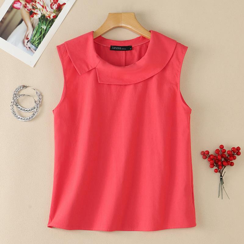 ZANZEA Women Casual Round Neck Solid Color Sleeveless Ves Tops S