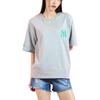 MLB New York Yankees Logo Solid Color Casual Sports Breathable Round Neck Short Sleeve Drop Shoulder T-Shirt Women tops Gray 3ATSD0133-50MGS