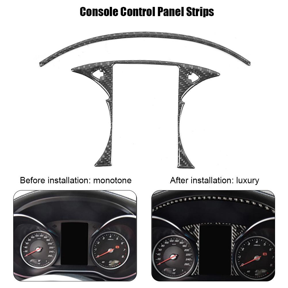 2Pcs Carbon Fiber Console Control Panel Strips Fit for Mercedes Benz C Class W205 GLC C180 C200L