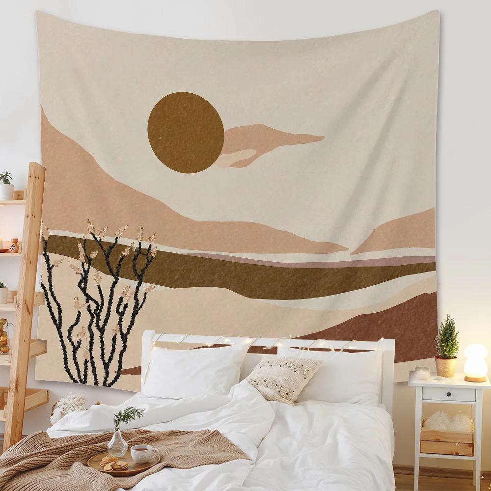 Boho Bakgrunnsillustrasjon Veggmaleri Dekor Geometrisk Gobelin Vegghenging Soverom Estetisk Teppe