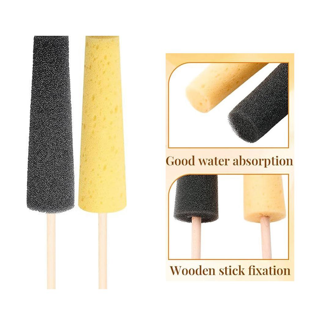 10Pcs Pottery Trimming Tool Sponge on Stick Wood Handle Ceramic Clay Trimming Sponge Tool For Pottery Shaping Smoothing