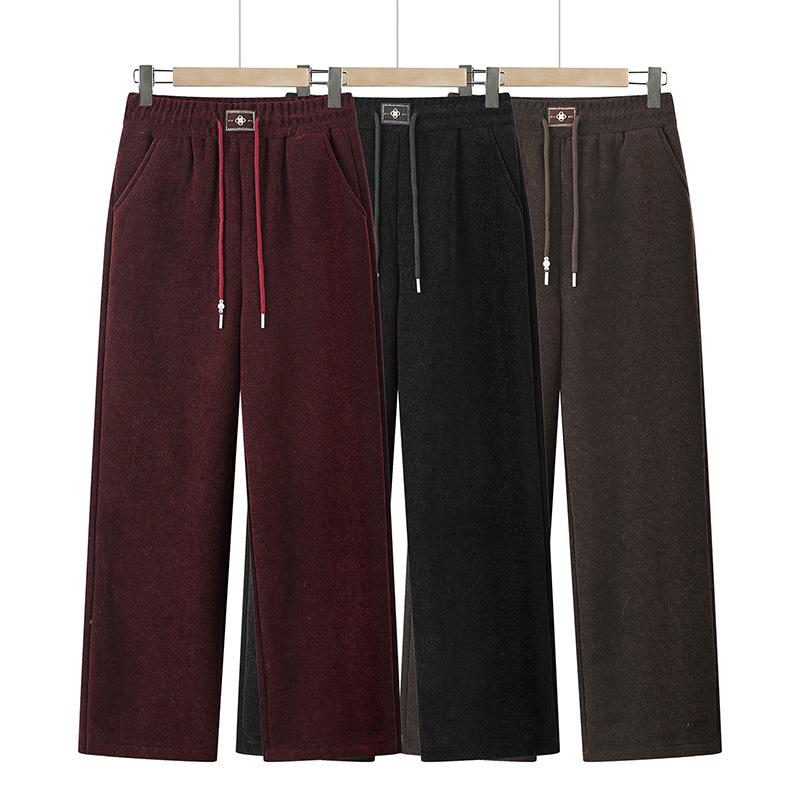 Mom's Stylish Fleece-Lined Winter Pants: Elastic Waist, Straight-Leg, 2025 Style for Mid-Aged and Elderly Women, 50+