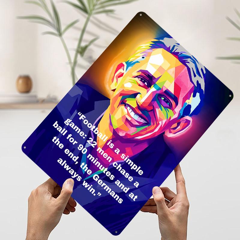 Gary Lineker Football Quote Portrait Poster Customized Wall Art Vintage Metal Signs Retro Tin Plaque for Man Cave House Home 20x30cm(7.8x11.8inch)