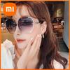 Rhinestone Decor Rimless Fashion Sunglasses For Women Men Casual Gradient Glasses For Summer Beach Party, UV400