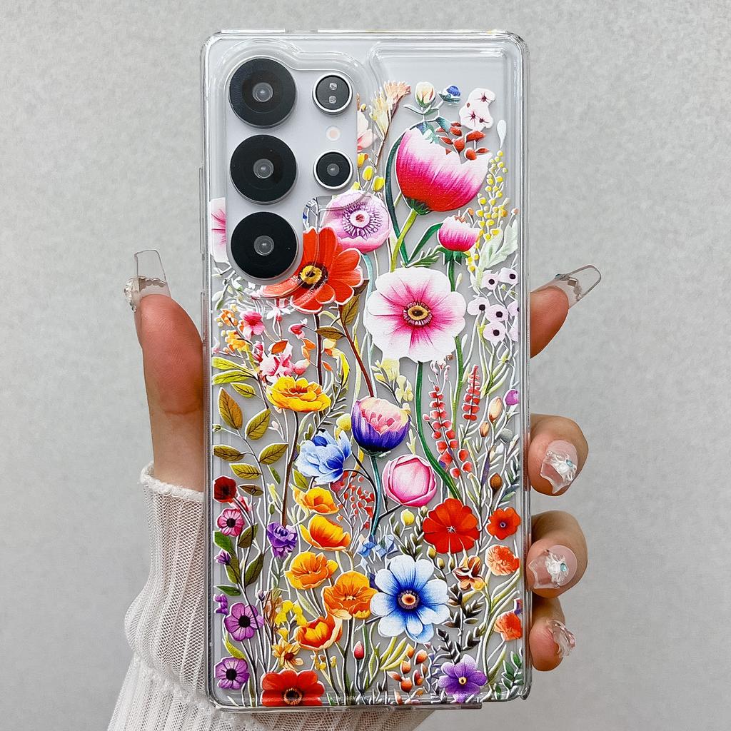 Suitable for Samsung S25ultra Mobile Phone Case S24FE Small Fresh Peach Blossom A56 Air Compressed Airbag Anti Fall New Soft Case