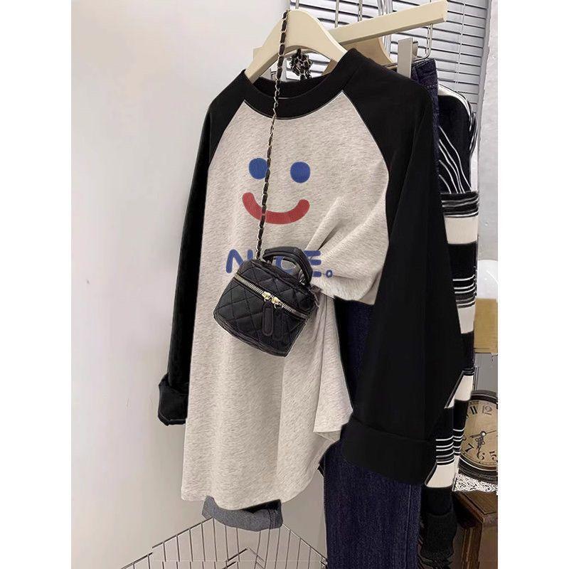 Pure Cotton Long-sleeved T-shirt Women's Autumn Large Size Bottoming Shirt Ins Trendy Loose Lazy Style Thin Top