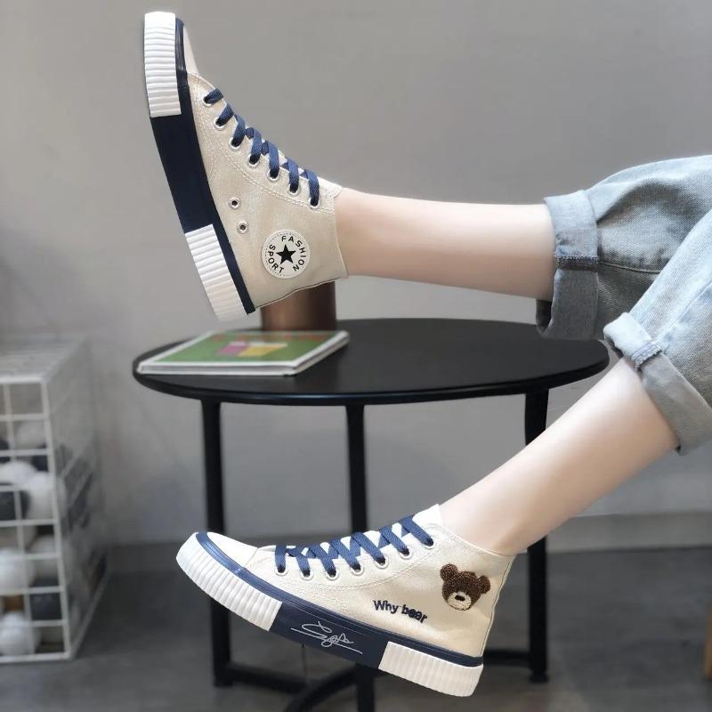 Fashion Shoes Woman 2024 Trend Cute Canvas Shoe Women Breathable Sneakers Sport Shoes for Woman Casual Vulcanized Shoe Flats High Top