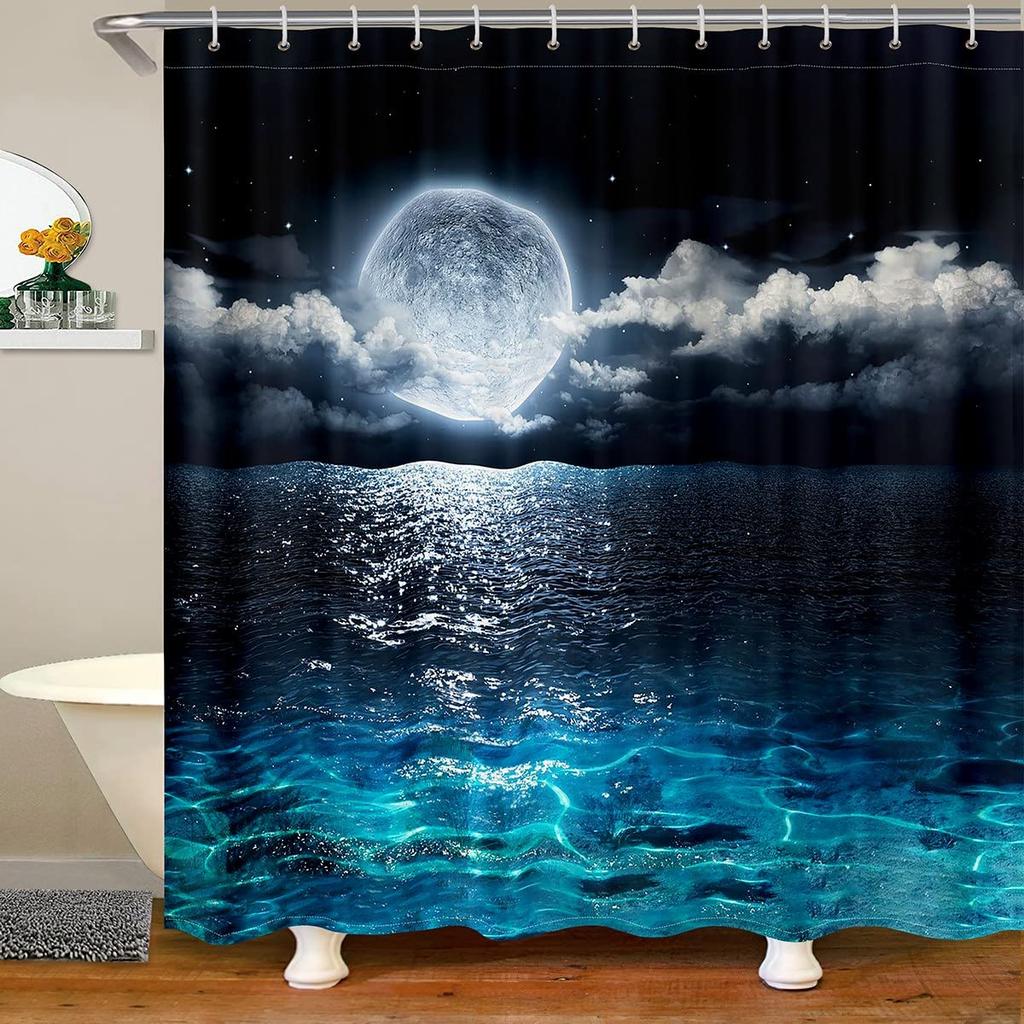 Beach Coastal Shower Curtain Summer Hawaii Ocean Seaside Sunset Sunrise Shower Curtains For Bathroom Waterproof Bath Curtain