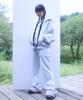 Pyule Fluffy Hem Sweatpants Blue Melange