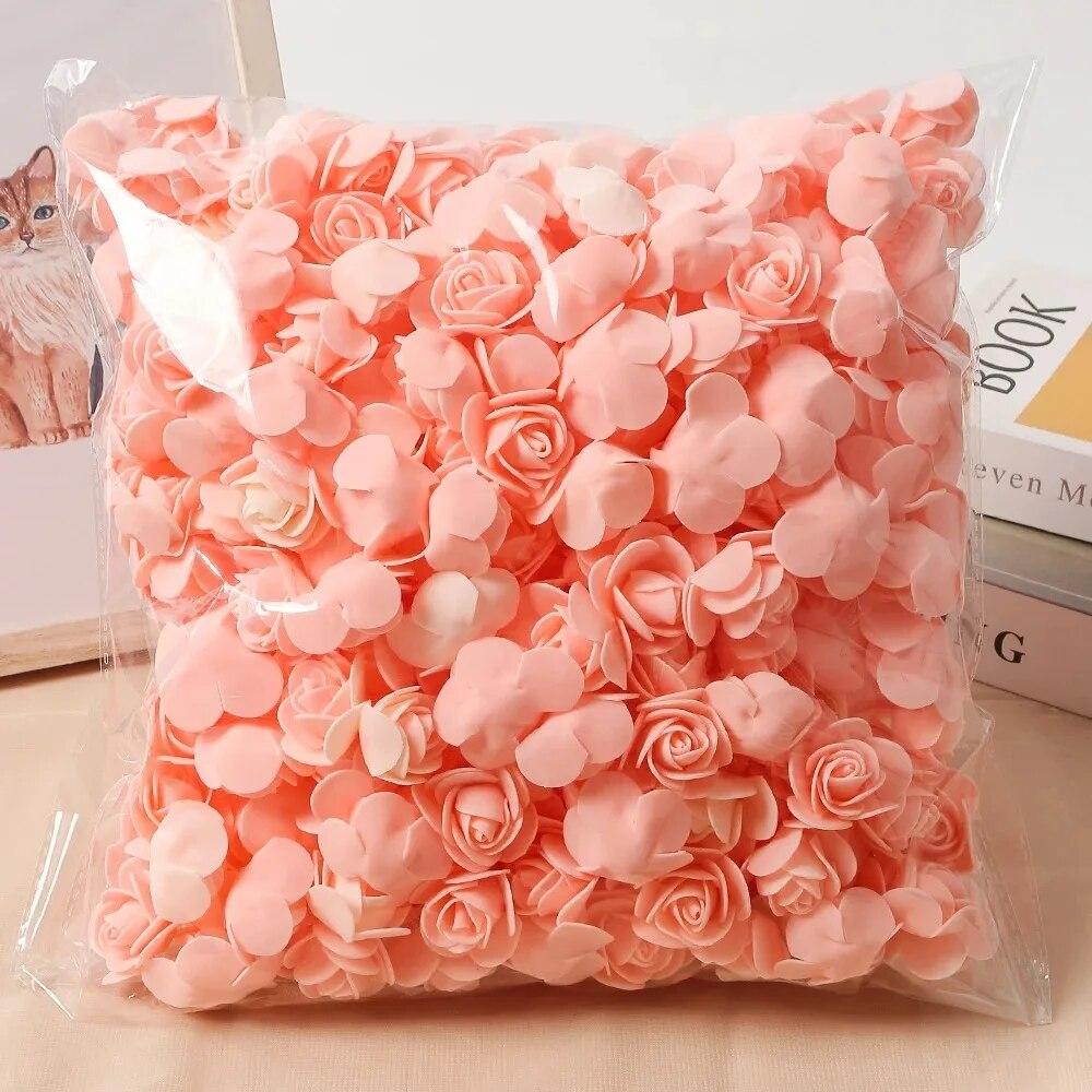 50/100Pcs Rose Artificial Flowers 3.5cm PE Foam Fake Flowers Teddy Bear Home Decor Wedding Decoration DIY Gifts Boxs Accessories