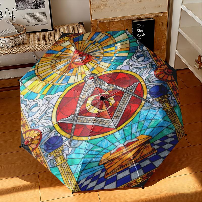 1pc Illuminati All-Seeing Eye Umbrella Portable Folding Umbrella Iron Frame Hole Bone Structure Outdoor Home Umbrella