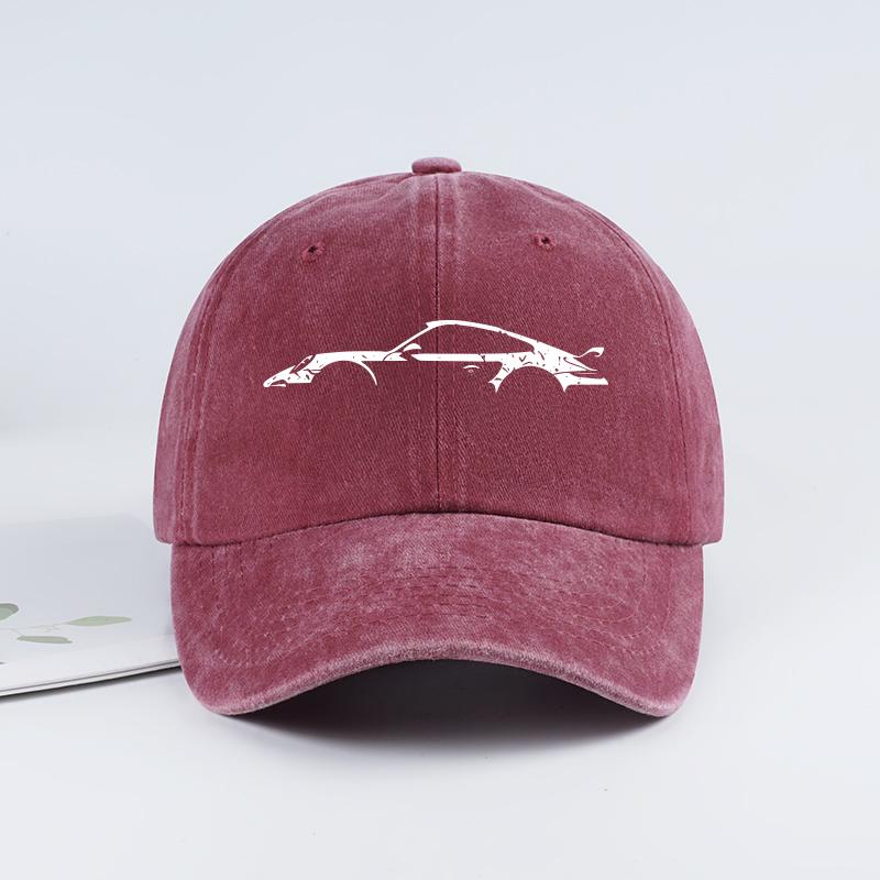 Classic Sports Car Silhouette Baseball Cap Men Retro Washed Cotton Adjustable Dad Hat Casual Automotive Sun Hat