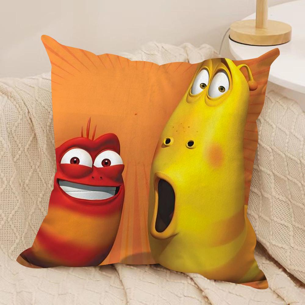 Funny L-Larva Cushion Cover Silky Short Plush Double-Sided Printed Pillow Case for Sofa All Seasons Home Decor Gift