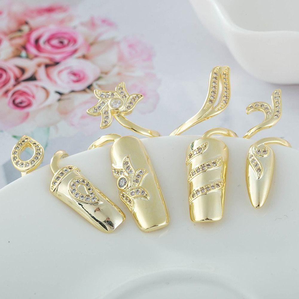 Opening Ring Rhinestone Charming Fashion Jewelry Finger Ring Fingernail Protective Women Nail Ring