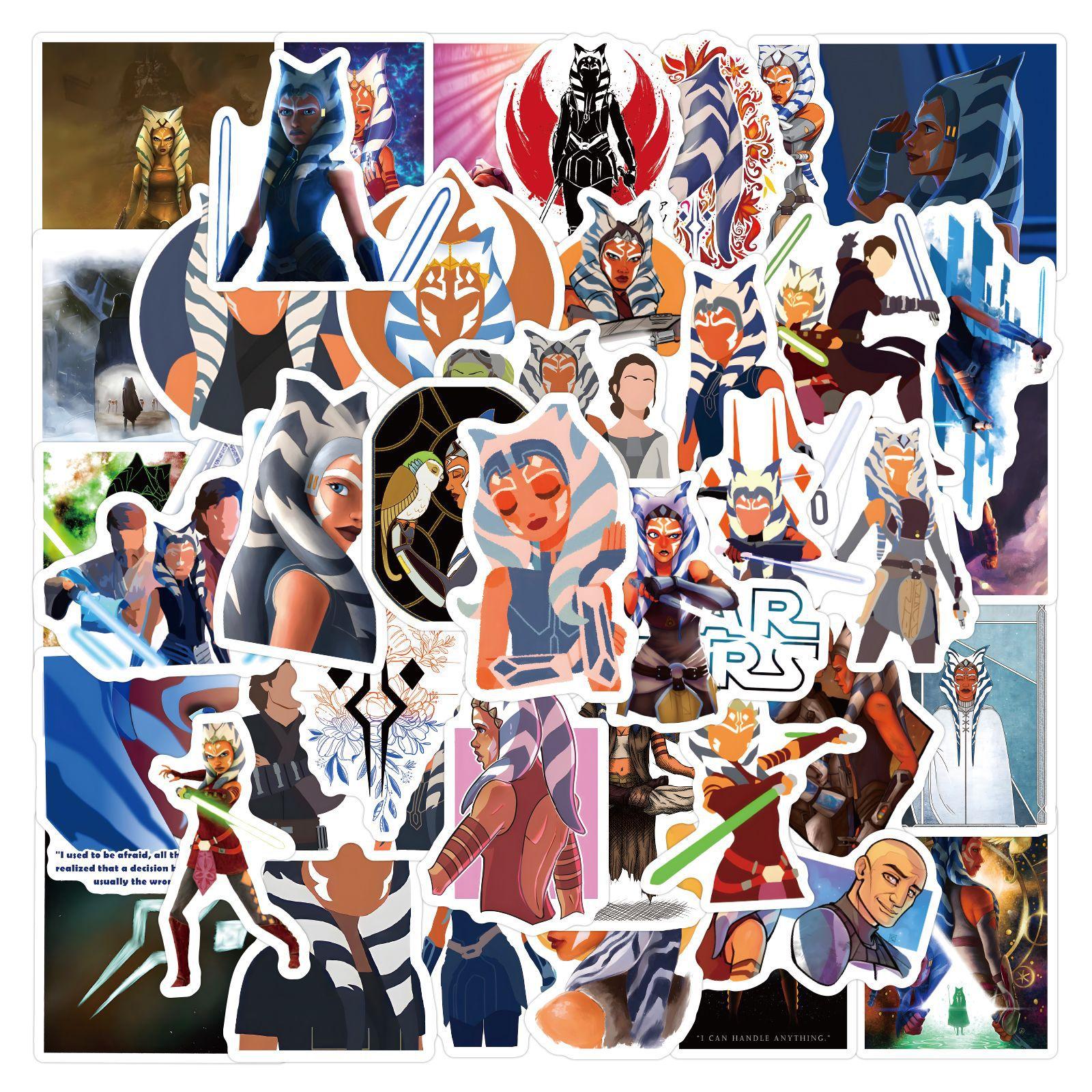 Car Beautiful Stickers 55 New Ahsoka Doodle Stickers Decorate Suitcase Notebook Guitar Cartoon Stickers