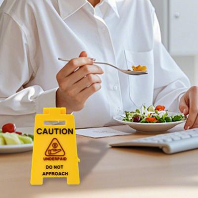 Yousheng Mini Desk Caution Sign Overworked Underpaid Procrastination Caution Sign Home Office Desk Warning Table Sign Decoration Ornament