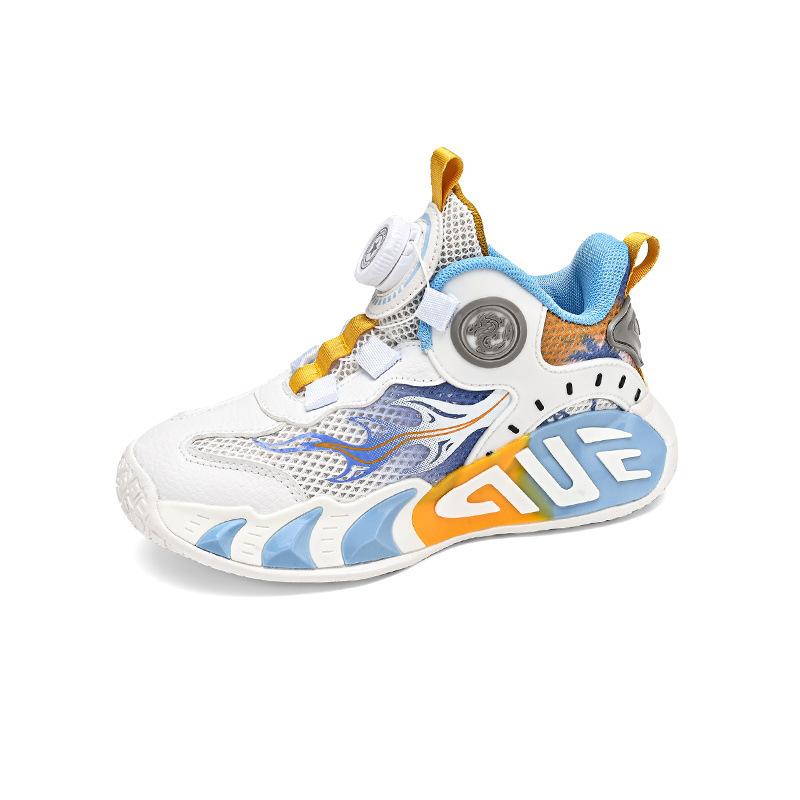 Classmates Spring and Autumn 2025 Fly-woven mesh basketball shoes medium and large children's rotating buckle boys' casual sports running shoes