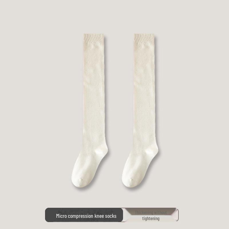 Chaussettes montantes au-dessus du genou pour femmes, automne et hiver, antidérapantes, amincissantes, style japonais, coton uni.