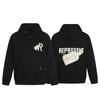 American Trendy Brand Represen Letter Printing Terry Pure Cotton Hooded Sweater Men's and Women's Tops Trendy