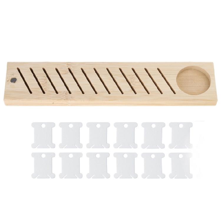 Wood Thread Plate Storage Holder and Plastic Floss Bobbins Set, Plastic Thread Winders Thread Plate Storage Holder 1