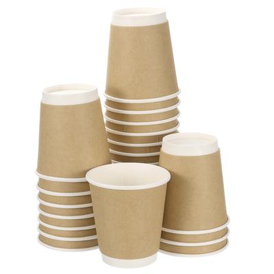 50pcs Disposable Kraft Paper Coffee Cups 270ml-700ml Double-Layer Hot/Cold Cups for Water Milk Juice for Party Picnic Travel