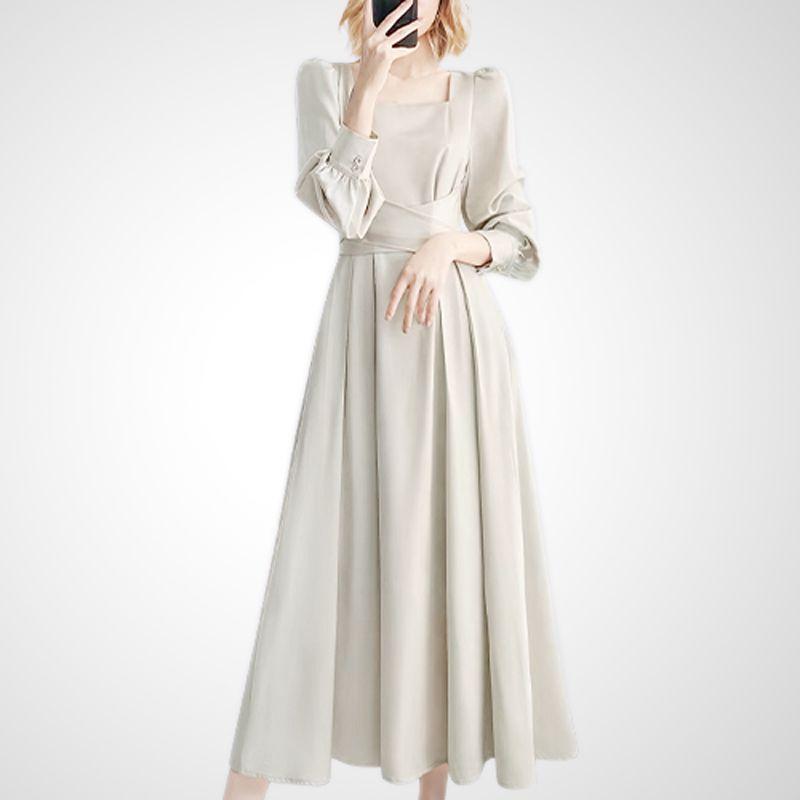 

Женское модное платье с квадратным вырезом и рукавами-буфами Platycodon Grandiflorum Shallow apricot L