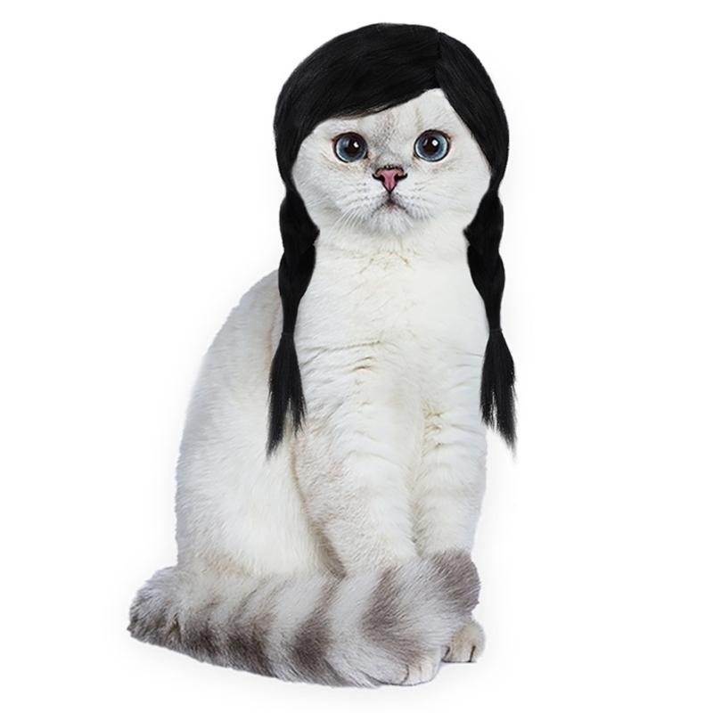 Pet Headdress Ponytail Wigs Costume Dog Wigs for Small Medium Large Pet Dog Party Hairpiece for Halloween Party